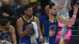 KLAY JOKINGLY TELLS BENCH "BUT THEY SAY IM WASHED!" AFTER CATCHING FIRE FROM 3! VS JAZZ!