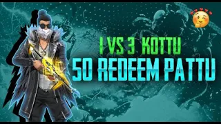 1V3 KOTTU 50 RS PATTU FREE FIRE LIVE IN TELUGU #FREEFIRE | #4 FINGERS GAMING | IS LIVE