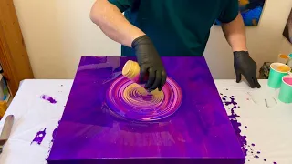 Purple can be STUNNING 💜Straight Pour with a Golden Touch - Acrylic Pouring Abstract Art Tutorial