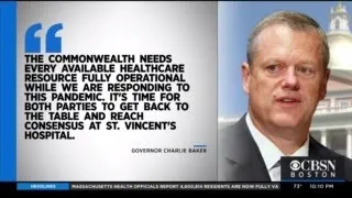 Gov. Baker Calls For Movement On Nurses Strike At Worcester's St. Vincent Hospital.