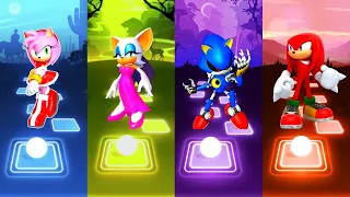 Amy Rose Sonic  🆚 Rouge Sonic 🆚 Matel Blue Sonic 🆚 Knuckles Sonic | Sonic Tiles Hop EDM Rush