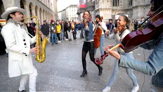 Daft Punk - GET LUCKY [Super Street Performance] SAX + EFFE String Quartet