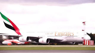 Emirates A380 Take off Manchester Airport 4K Sony A7iii