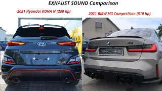 HYUNDAI Kona N vs BMW M3 Competition - EXHAUST sound & revs comparison by Supergimm