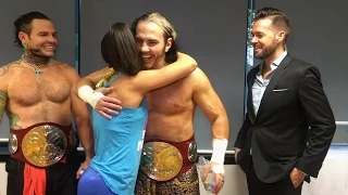 Bayley wants a hug from The Hardy Boyz in Stuttgart, Germany