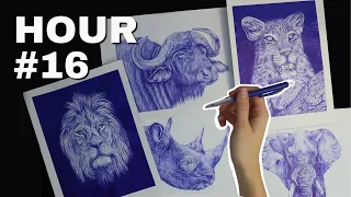 DRAWING UNTIL MY PEN RUNS OUT! Bic Ballpoint Pen Hardest Art Challenge | Drawing Non-Stop For Hours