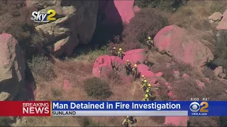 Crews Stop Forward Spread Of Brush Fire Burning In Sunland, Man Detained For Questioning