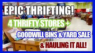 I CAN'T BELIEVE I FOUND ONE! THRIFT WITH ME & HAULS! Thrift Stores, GOODWILL BINS, Yard Sale!