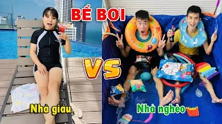 Hồ Bơi Sang Chảnh Nhà Giàu & Hồ Bơi Phủ Bạt Nhà Nghèo | Linh Nhi Family