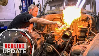 Old Chevy engine spits flames before removal from rusty project truck | Redline Update #24