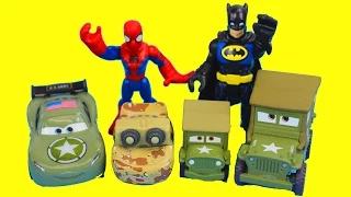 Army Car McQueen and Sarge save Batman Spider-man joker