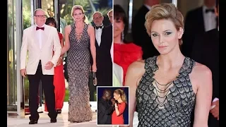 Princess Charlene stunning entrance to 70th Monaco Red Cross Ball with husband Prince Albert II