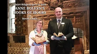 Claire Ridgway holds Anne Boleyn's books of hours at Hever Castle