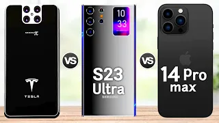 Tesla Phone pe vs Samsung S23 Ultra vs iPhone 14 Pro Max || Price || specification || Launch Date