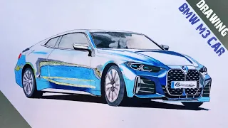 DRAWING BMW CAR || bmw m3 car drawing) how to draw bmw car"👍