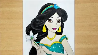 How to draw Disney Princess - Jasmine / Easy / step by step / how to draw princess