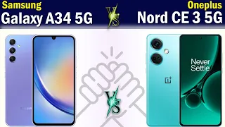 Samsung Galaxy A34 5G vs Oneplus Nord CE 3 5G Full phone comparison