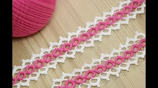 Вязание крючком ленточного кружева на основе колечек - crochet ribbon lace pattern