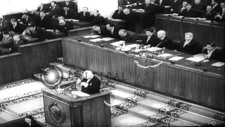 Soviet Premier Nikita Khrushchev addresses the Soviet Presidium in Moscow, Soviet...HD Stock Footage