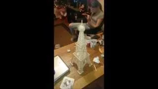 Film, how to make Eiffel Tower from wooden sticks.