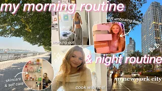 MY FALL MORNING & NIGHT ROUTINE ♡ clean girl aesthetic, living in nyc, cook with me, & self-care!