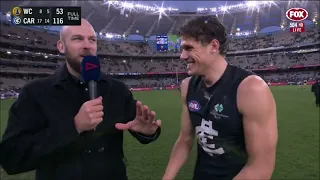 Charlie Curnow - Post Game interview after the Blues big win over the Eagles