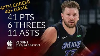 Luka Doncic 41 pts 6 threes 11 asts vs Suns 23/24 season