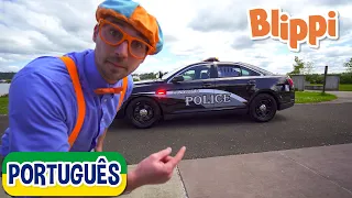 Blippi Português Explora um Carro de Polícia | Aprender sobre veículos | Aventuras de Blippi