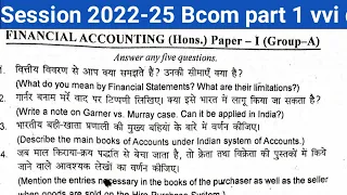 Bcom part 1 financial Accounting honours paper 1 top 10 vvi guess question brabu session 2022-25