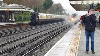 'Clan Line' (35028) steams through Brookwood with the King Alfred railtour 10/2/18