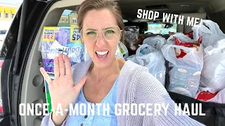 Once-A-Month Large Family GROCERY HAUL ||  4 stores + over 3 hours of shopping