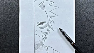 Anime sketch | how to draw kakashi wearing anbu mask step-by-step