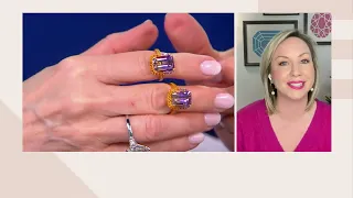 Affinity Gems Emerald Cut Ametrine Halo Ring, Sterling Silver on QVC