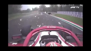 Kimi Raikkonen onboard view of Russell and Bottas crash - Emilia Romagna Grand Prix 2021