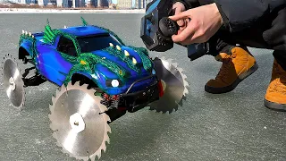 Radio-controlled SUV Blade Wheels on Frozen Lake