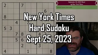 NYT Hard Sudoku Walkthrough | Sept 25, 2023