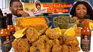 🥬 SOUL FOOD!!! @Bloveslife ALL NEW HOT SAUCE+ CRISPY FRIED CHICKEN!! | MUKBANG EATING SHOW