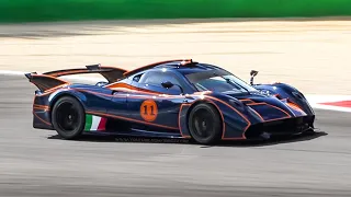 5 x Pagani Huayra R in action on track w/ Unmuffled Exhaust Pure V12 Sound!