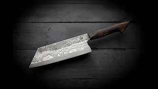 Making a Bunka chef knife with edge bar Damascus