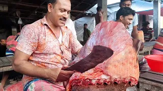 Most Impressive Beef Steak Processing Skills | Asian Largest Muslim Beef Market in Bangladesh