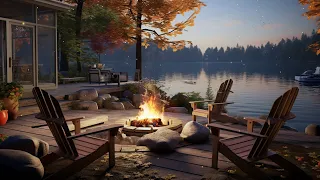 Enchanted Lakeside Fire: Tranquil Fireplace Setting with Crackling Fire Sounds for Relaxation 🌟🔥