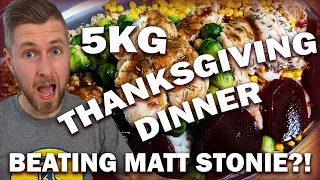 BIGGEST THANKSGIVING DINNER EVER (5KG/11LB) – BEATING MATT STONIE!? | Goat food challenges collab!!