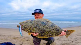 Legal Halibut after Legal Halibut!! [SoCal Surf Fishing LUCKY CRAFT]