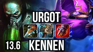 URGOT vs KENNEN (TOP) | 7/1/6, 900+ games, 1.0M mastery, Godlike | KR Diamond | 13.6