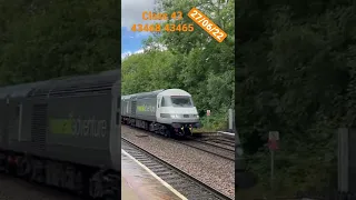 Class 43 HST rail adventure livery freight train returning from rail live back to Eastleigh