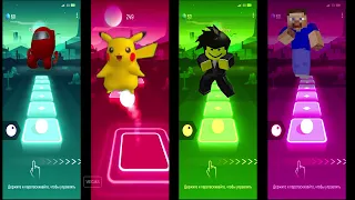 Among us Vs Pikachu Vs Roblox Vs Steev - battle Tiles HOP EDM Rush