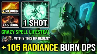 WTF +105 Radiance Burn DPS Crazy Spell Lifesteal Tank Necrophos with 1 Shot Reaper Dota 2