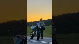 Sunset ride 🔥 #motorcycle #supermoto #bikergirl #bikelife #wheelie