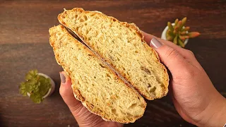 Stop buying bread, make village bread with this recipe. Bread with alveoli. No kneading !