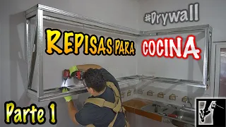 👷‍♂Repisas/Gabinetes de Cocina con PANEL DE YESO pt 1|| Drywall 🔩🏠